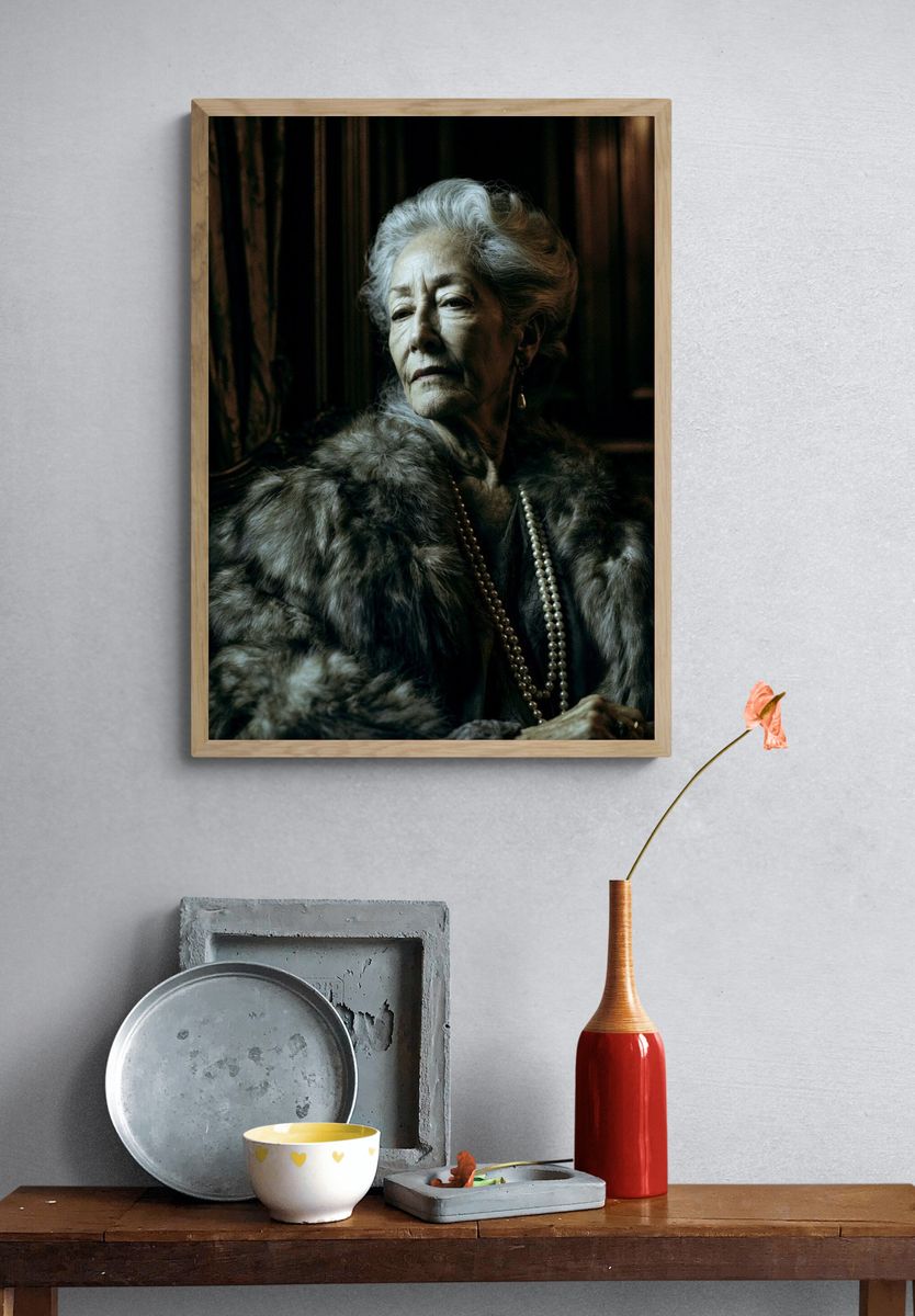 Elderly Woman Portrait Photography Poster. — room view 3