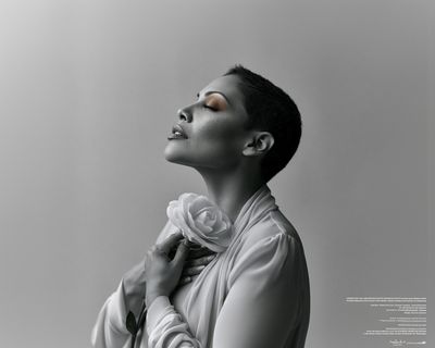 Monochrome Rose Portrait Print. poster