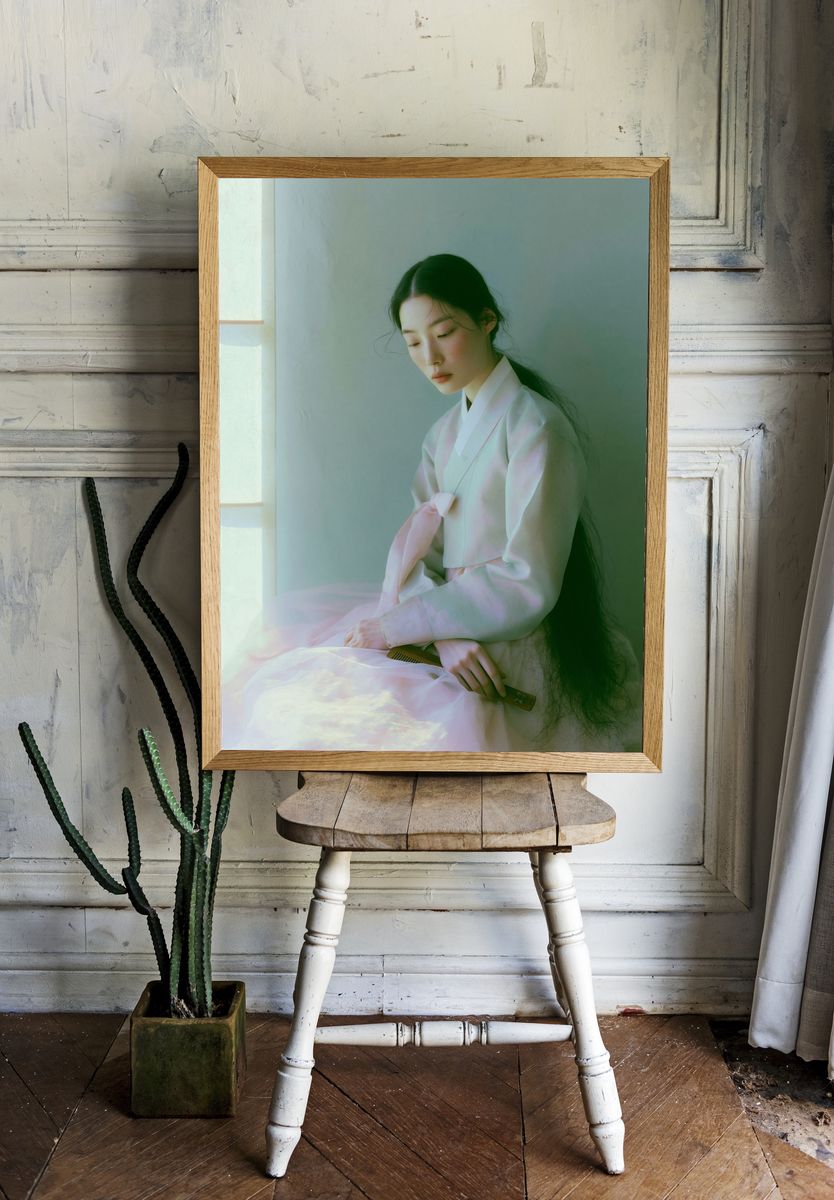 Serene Hanbok Portrait Print. — room view 1