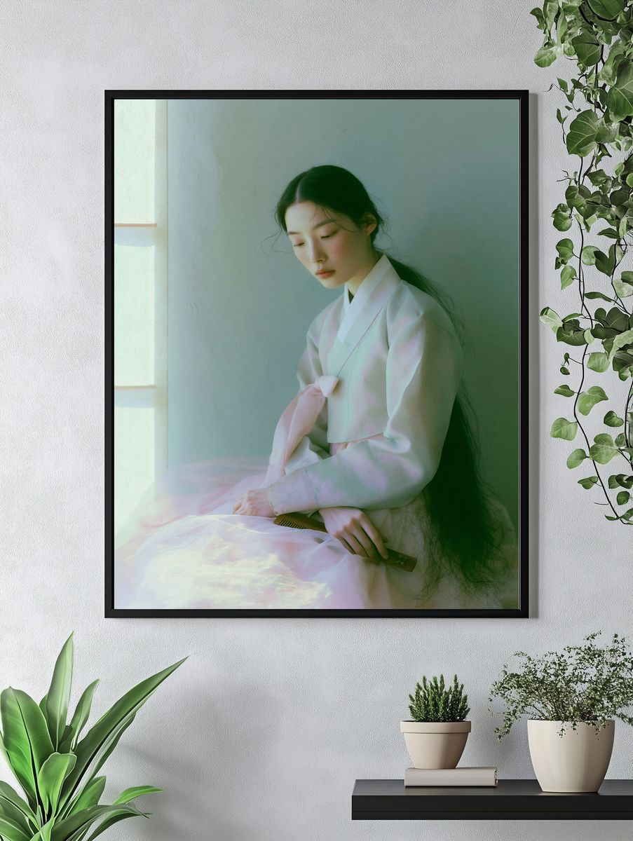 Serene Hanbok Portrait Print. — room view 4