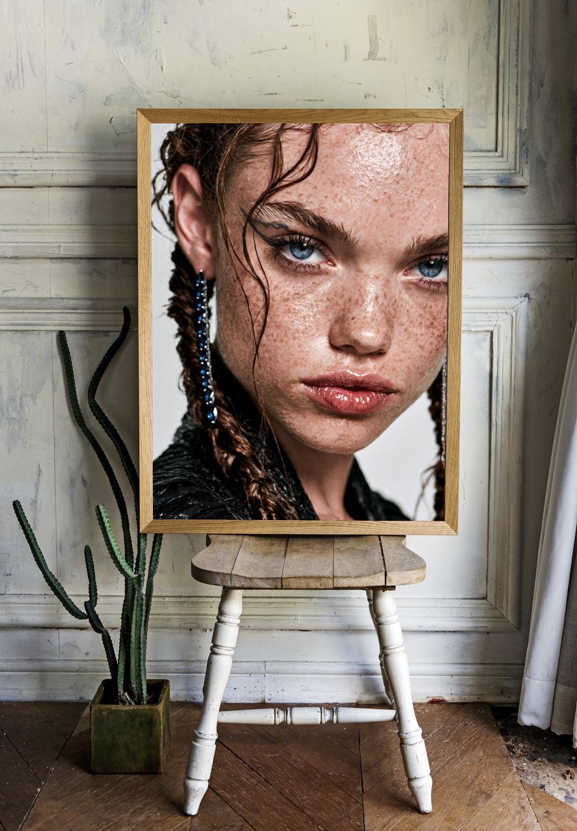 Freckled Portrait Fashion Poster. room preview