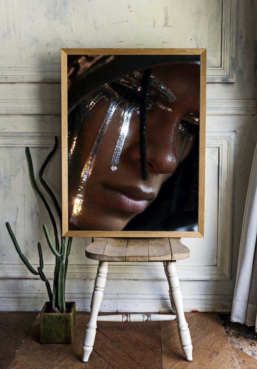 Glitter Face Portrait Photography Poster. room preview
