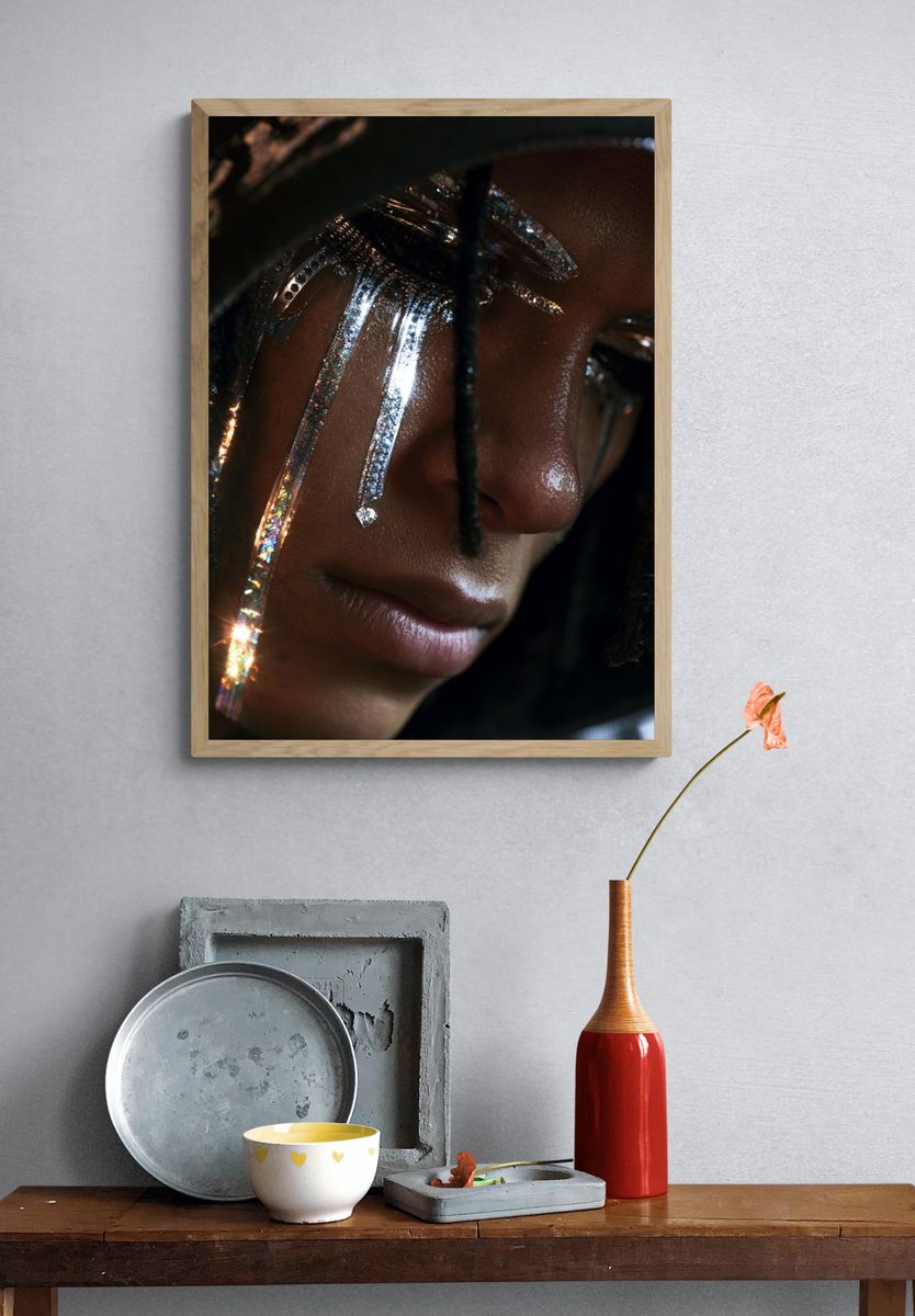 Glitter Face Portrait Photography Poster. — room view 3