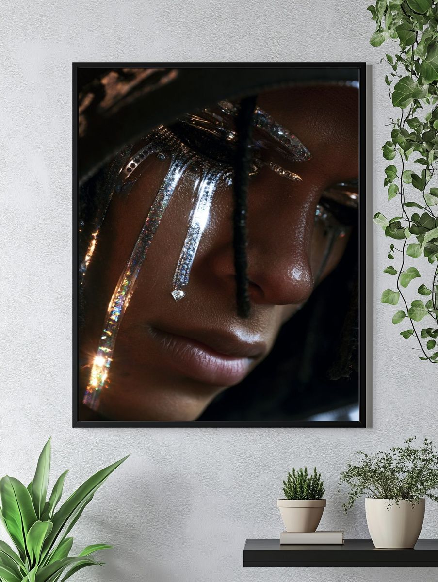 Glitter Face Portrait Photography Poster. — room view 4