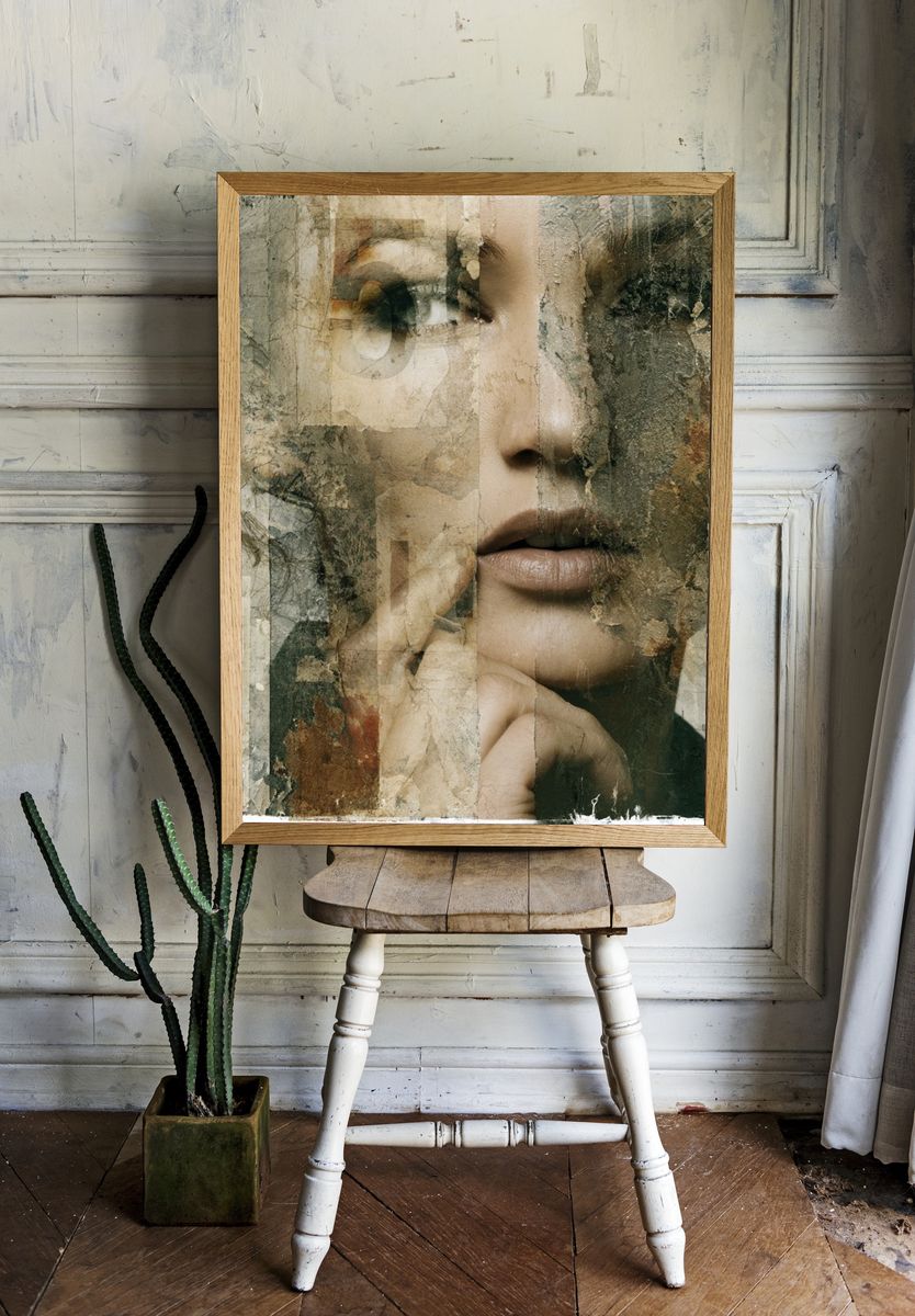 Textured Woman Portrait Print. — room view 1