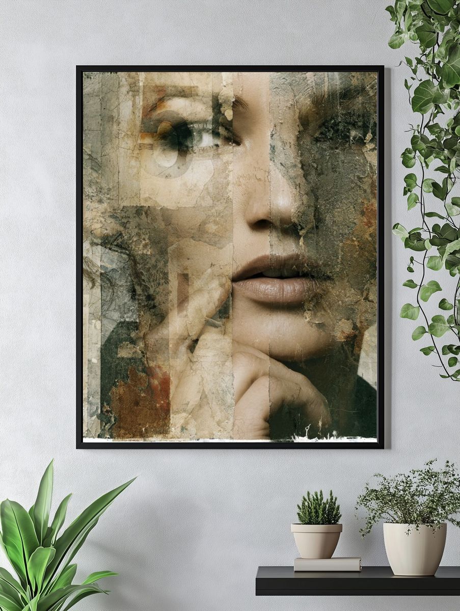Textured Woman Portrait Print. — room view 4