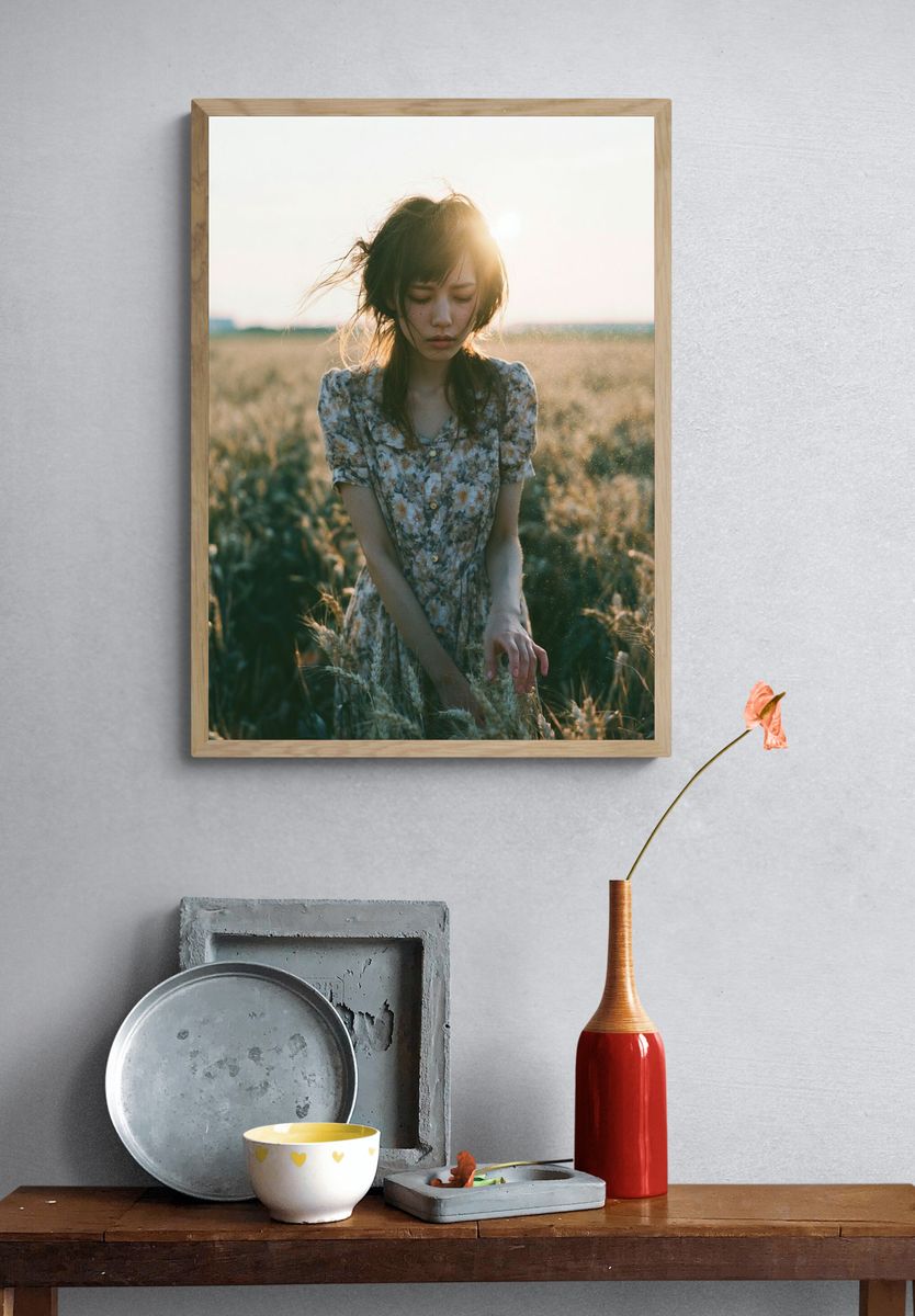 Sunlit Field Portrait Poster. — room view 3