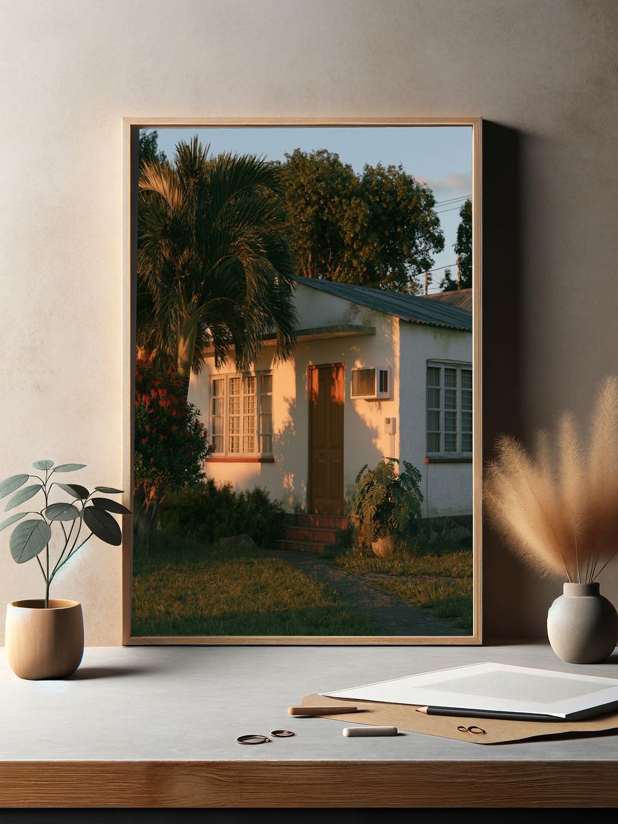 Sunlit Tropical House Photography Poster. — room view 2