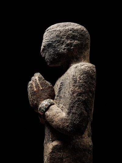 Stone Prayer Figure Photography Poster.