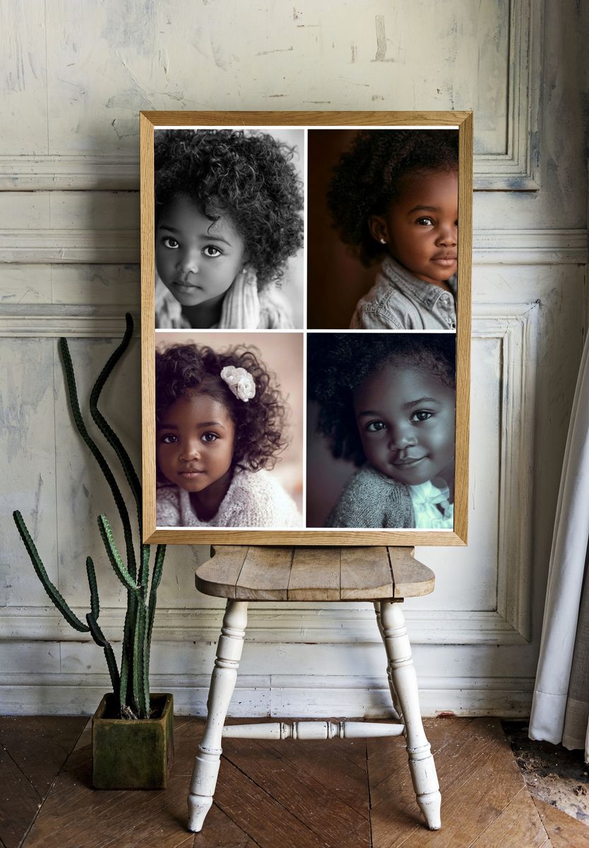 Curly Child Portrait Photography Poster. — room view 1