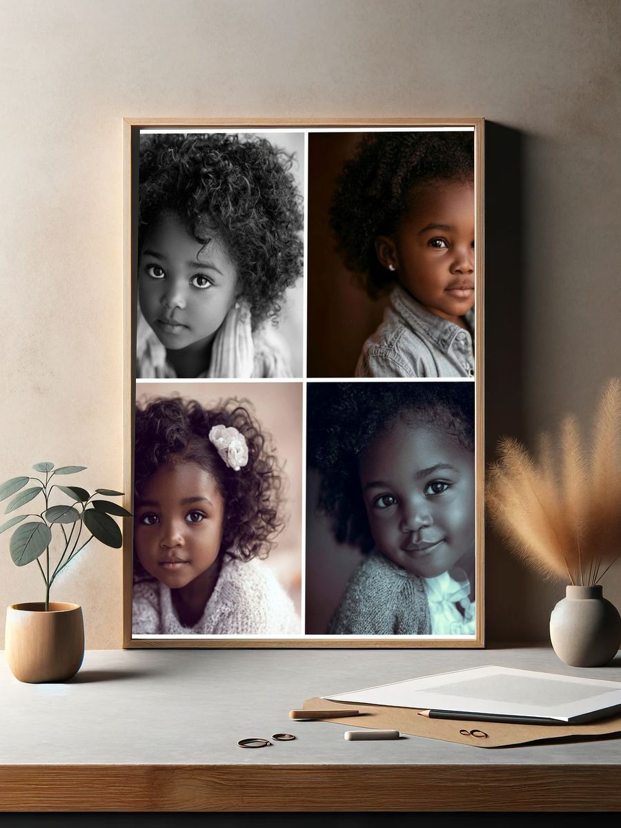 Curly Child Portrait Photography Poster. — room view 2