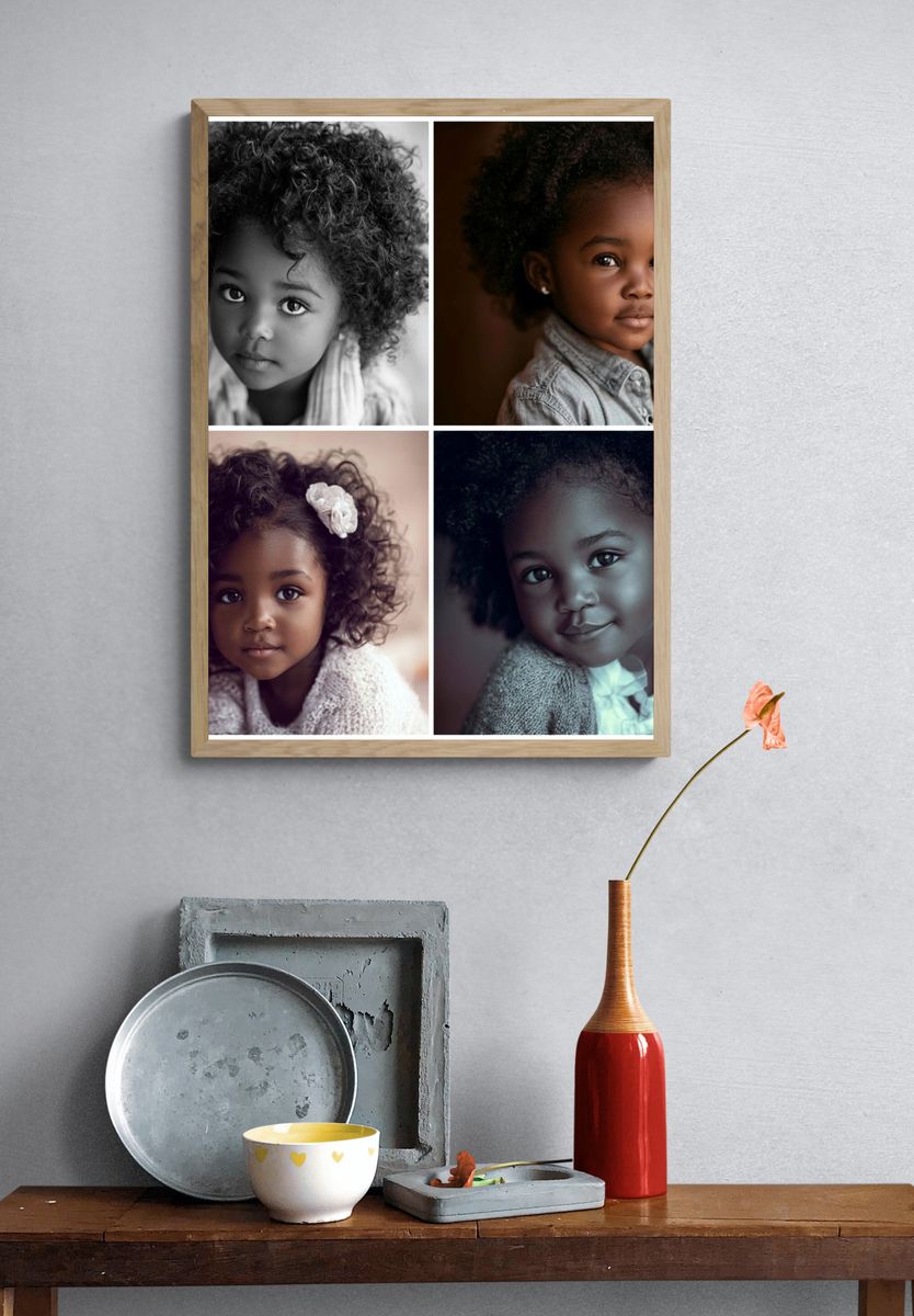 Curly Child Portrait Photography Poster. — room view 3