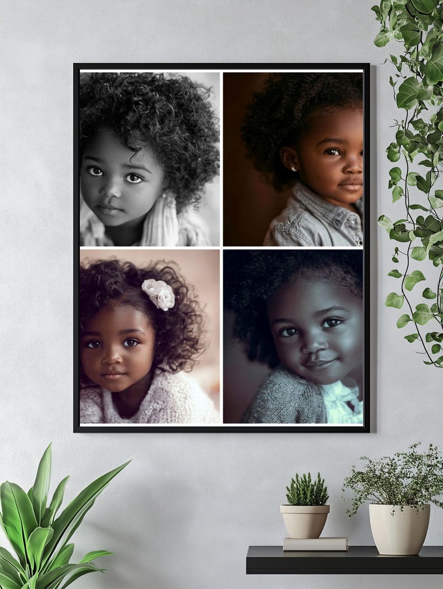 Curly Child Portrait Photography Poster. — room view 4