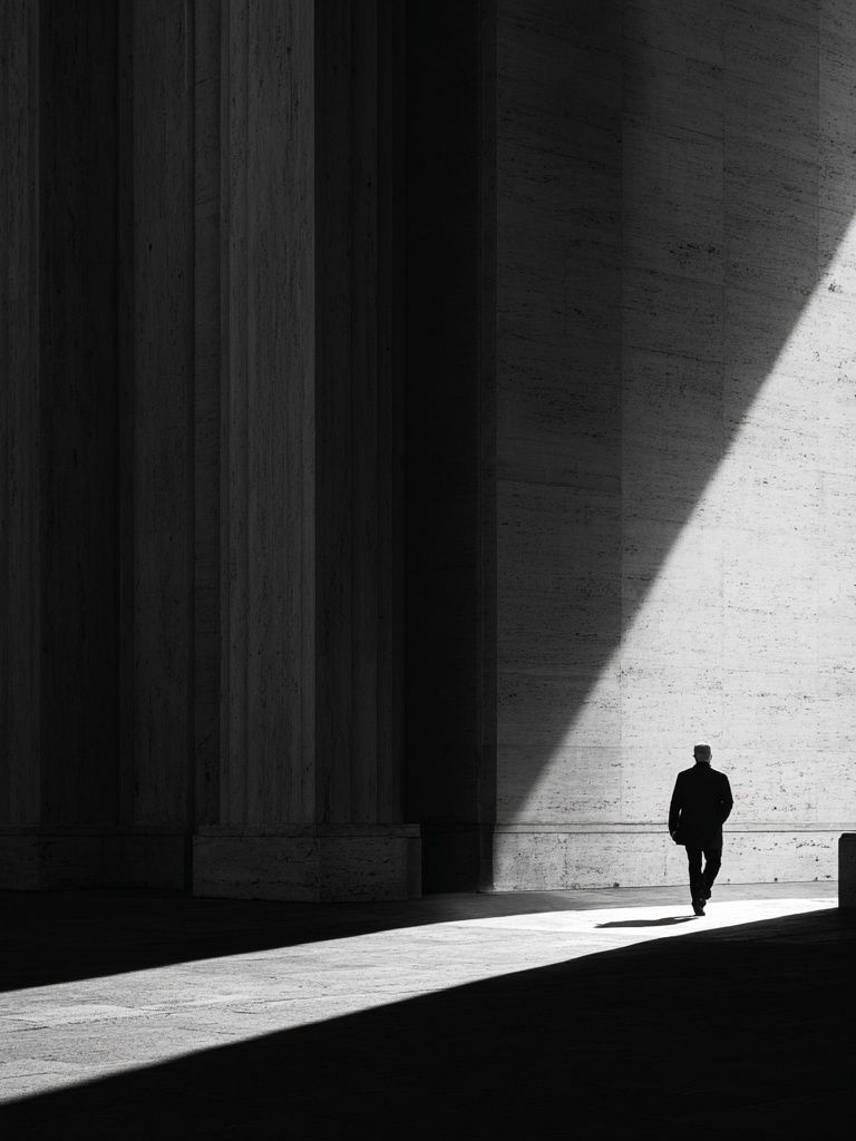 Solitary Figure in Light Photography Poster. poster detail