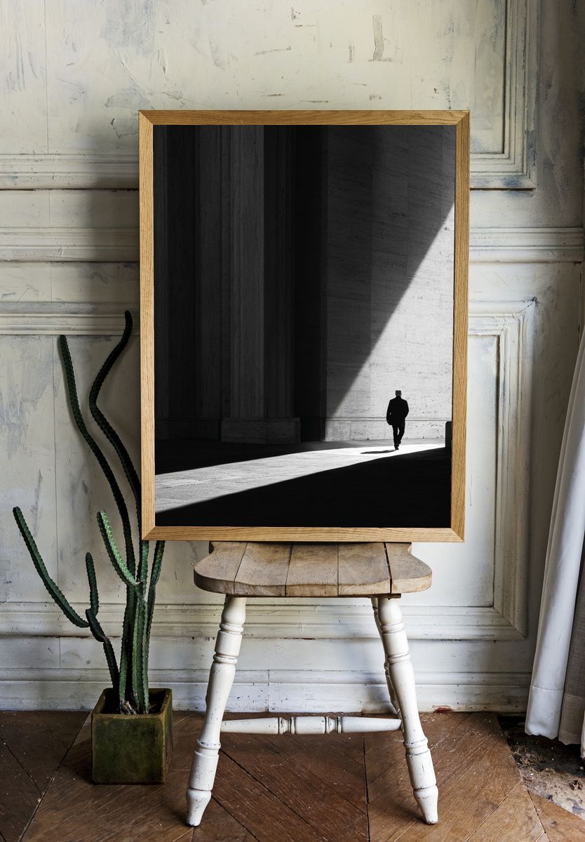 Solitary Figure in Light Photography Poster. — room view 1
