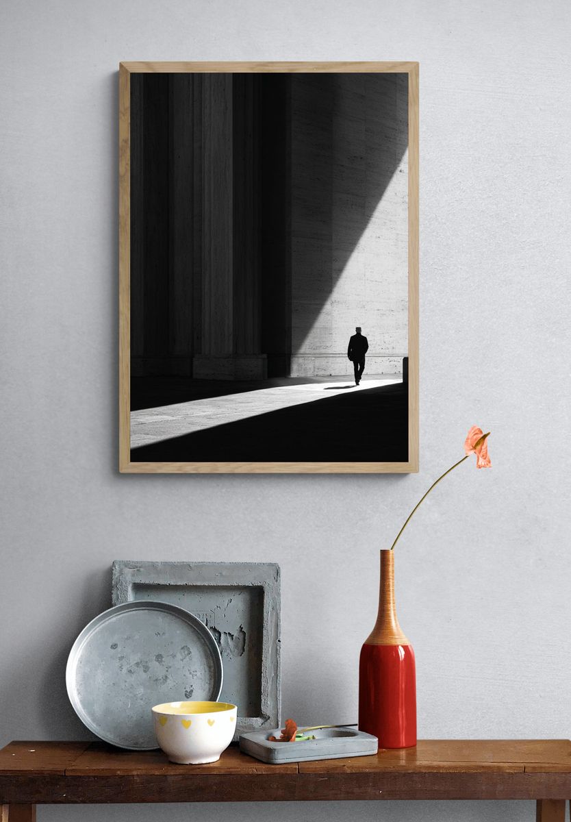 Solitary Figure in Light Photography Poster. — room view 3