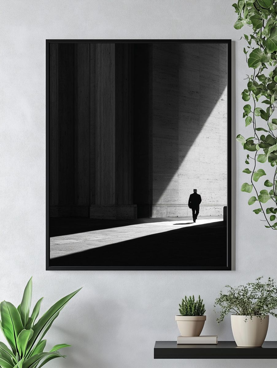 Solitary Figure in Light Photography Poster. — room view 4