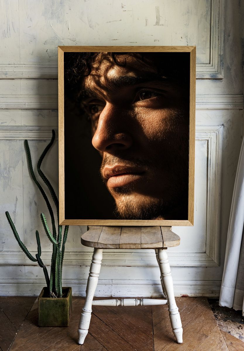 Moody Male Portrait Photography Poster. — room view 1
