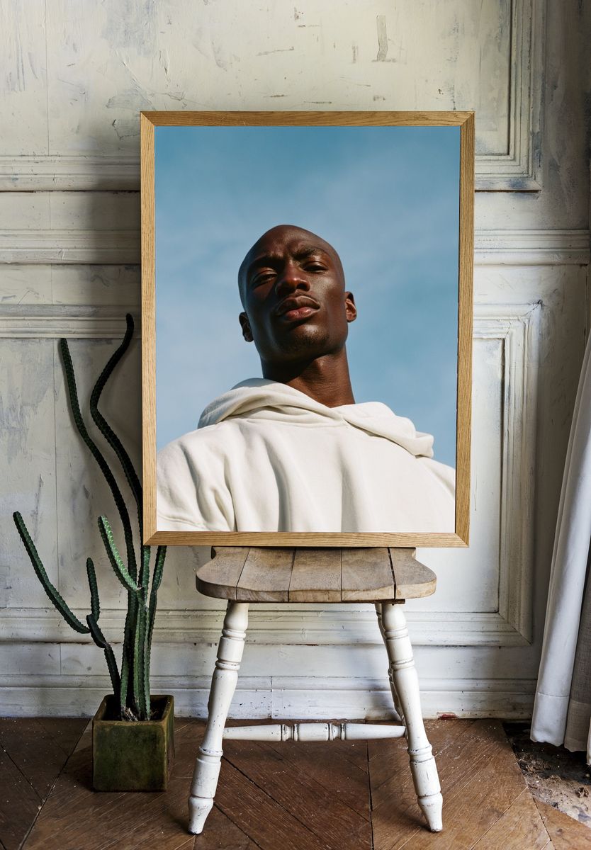 Portrait in Blue Sky Photography Poster. room preview