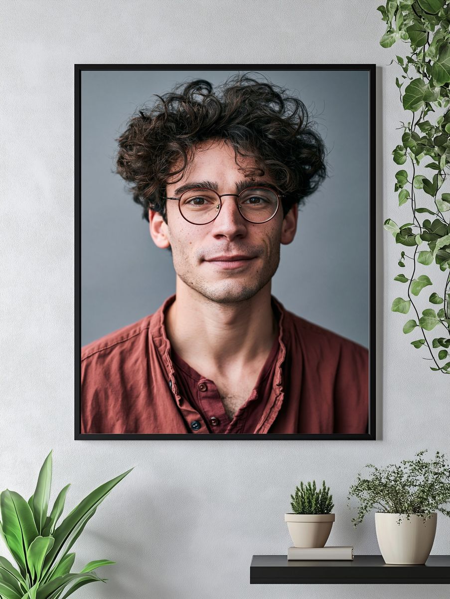 Curly-Haired Portrait Photography Poster. — room view 4