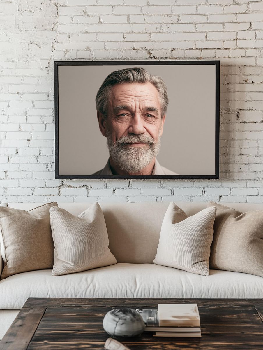 Elderly Man Portrait Photography Poster. — room view 1