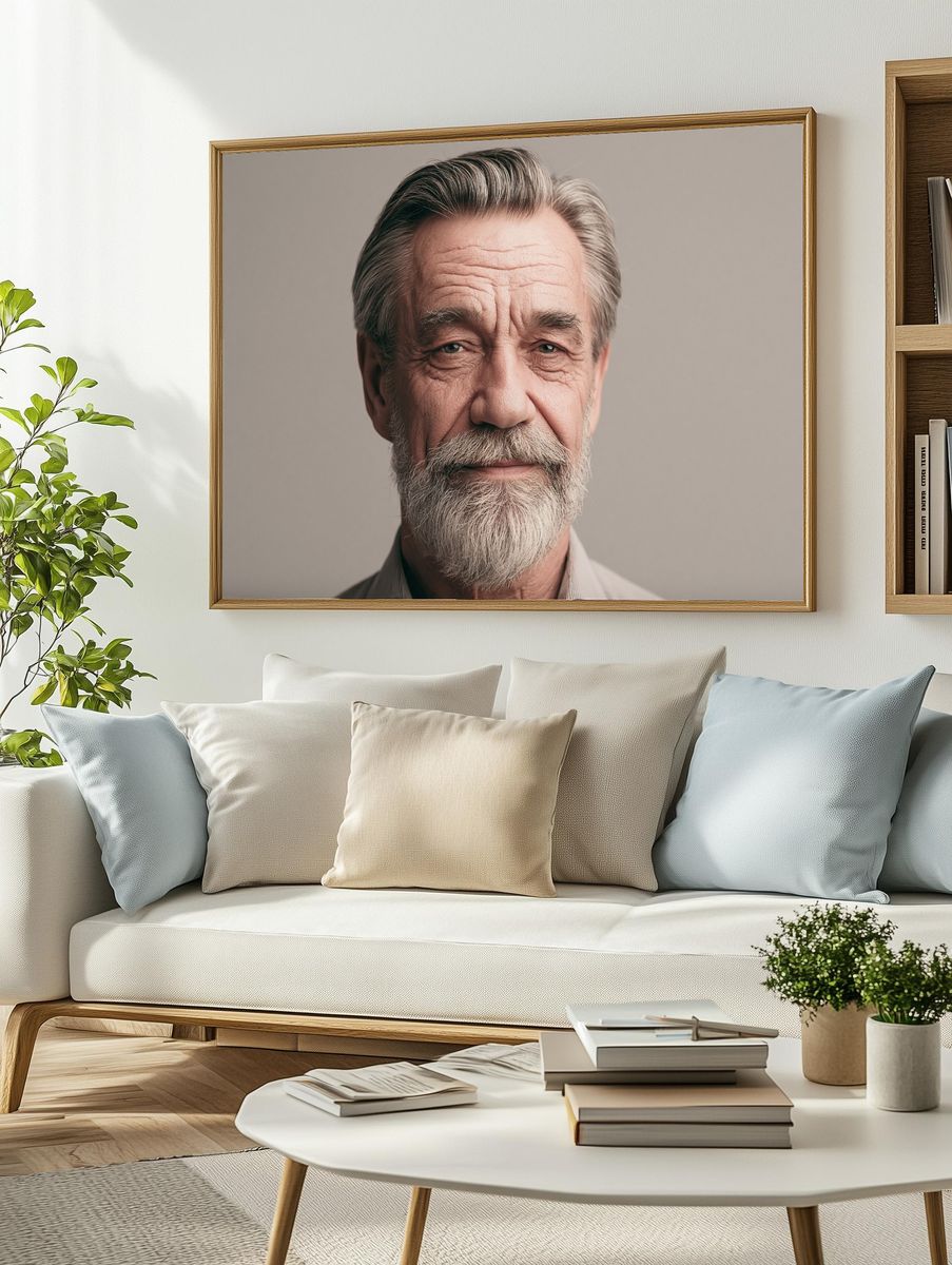 Elderly Man Portrait Photography Poster. — room view 2