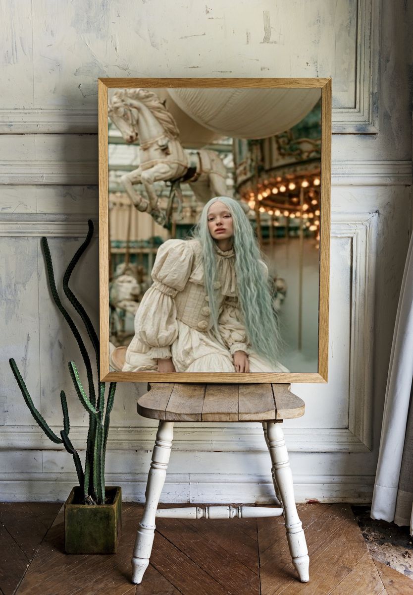 Dreamy Carousel Portrait Print. room preview