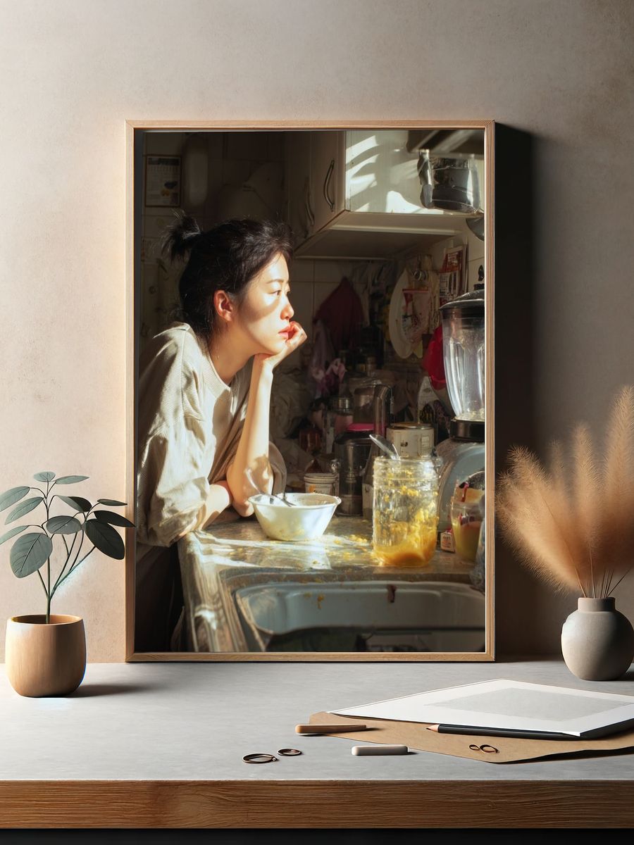 Sunlit Kitchen Portrait Print. — room view 2