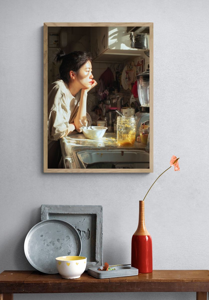 Sunlit Kitchen Portrait Print. — room view 3