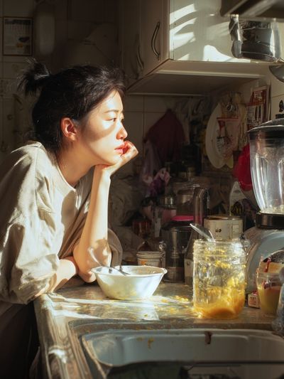 Sunlit Kitchen Portrait Print. poster print