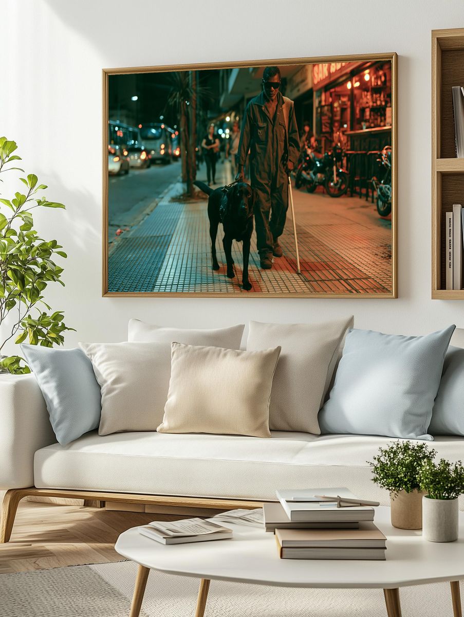 Night Street Walk with Guide Dog Poster. — room view 2