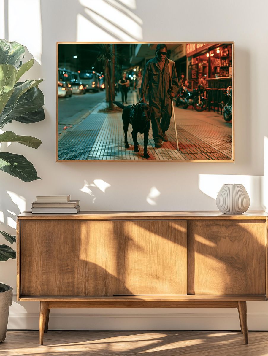 Night Street Walk with Guide Dog Poster. — room view 3