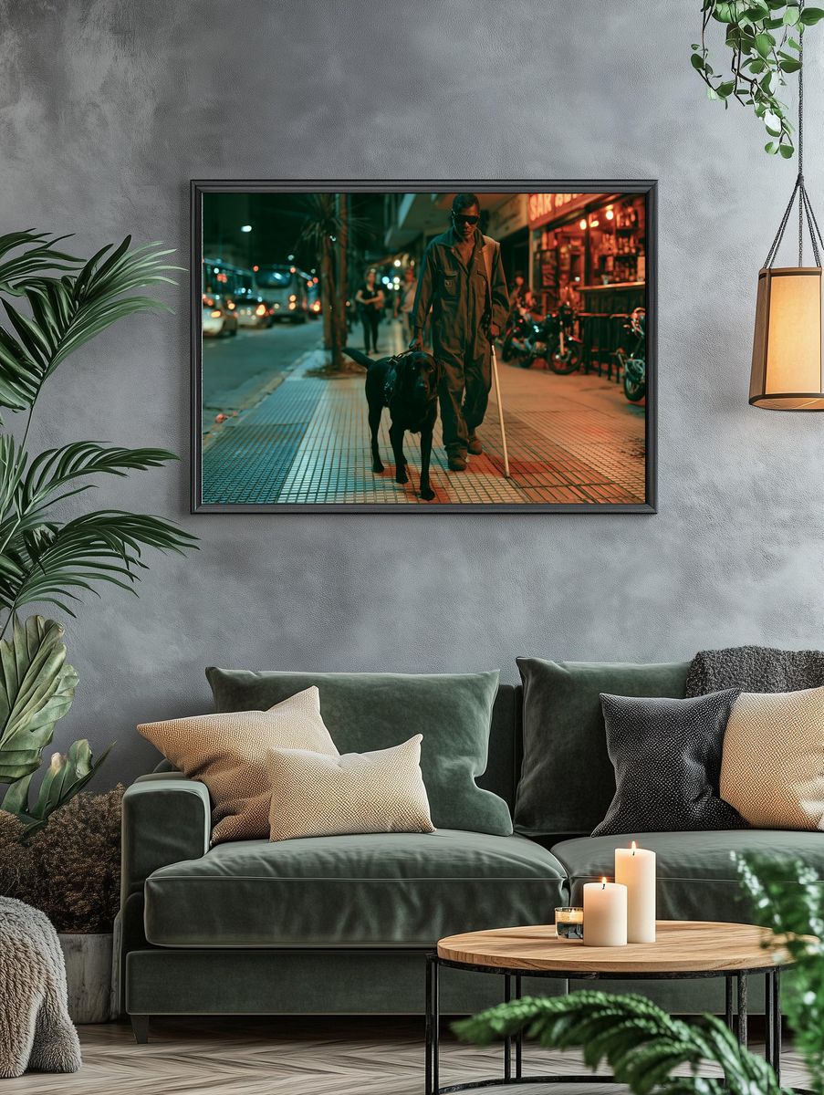 Night Street Walk with Guide Dog Poster. — room view 4