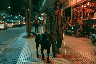 Night Street Walk with Guide Dog Poster.
