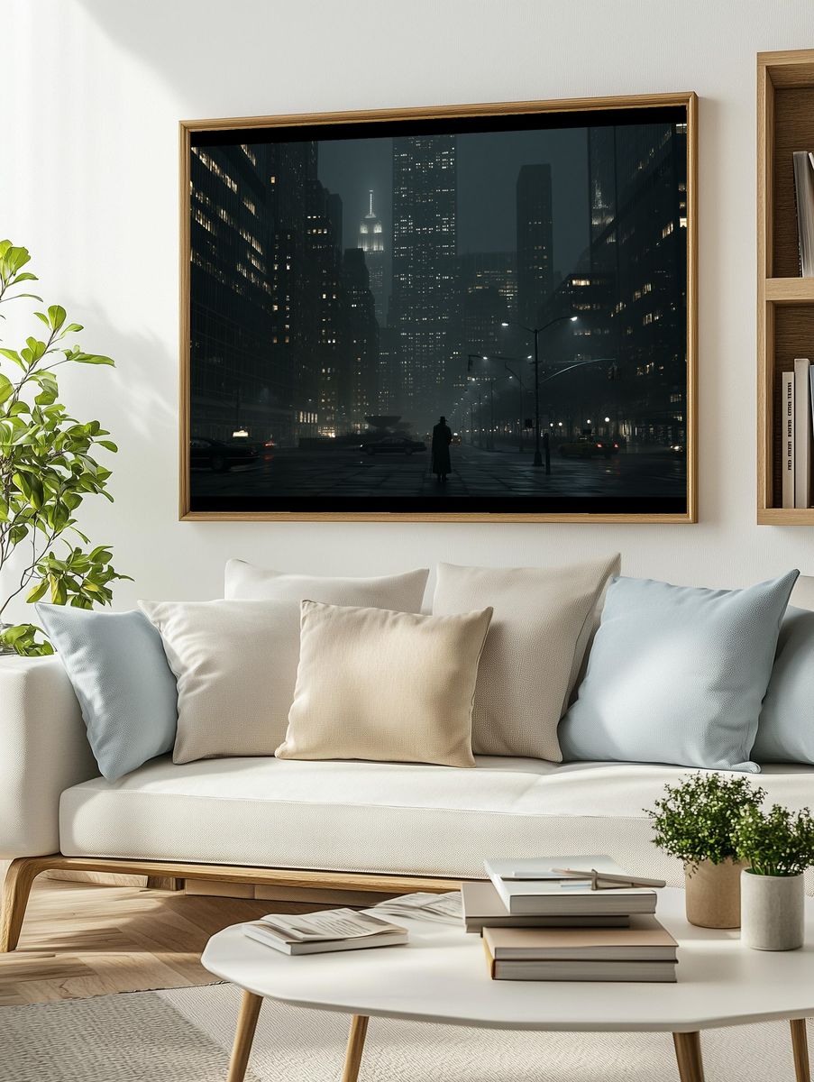 Noir City Skyline Photography Poster. — room view 2