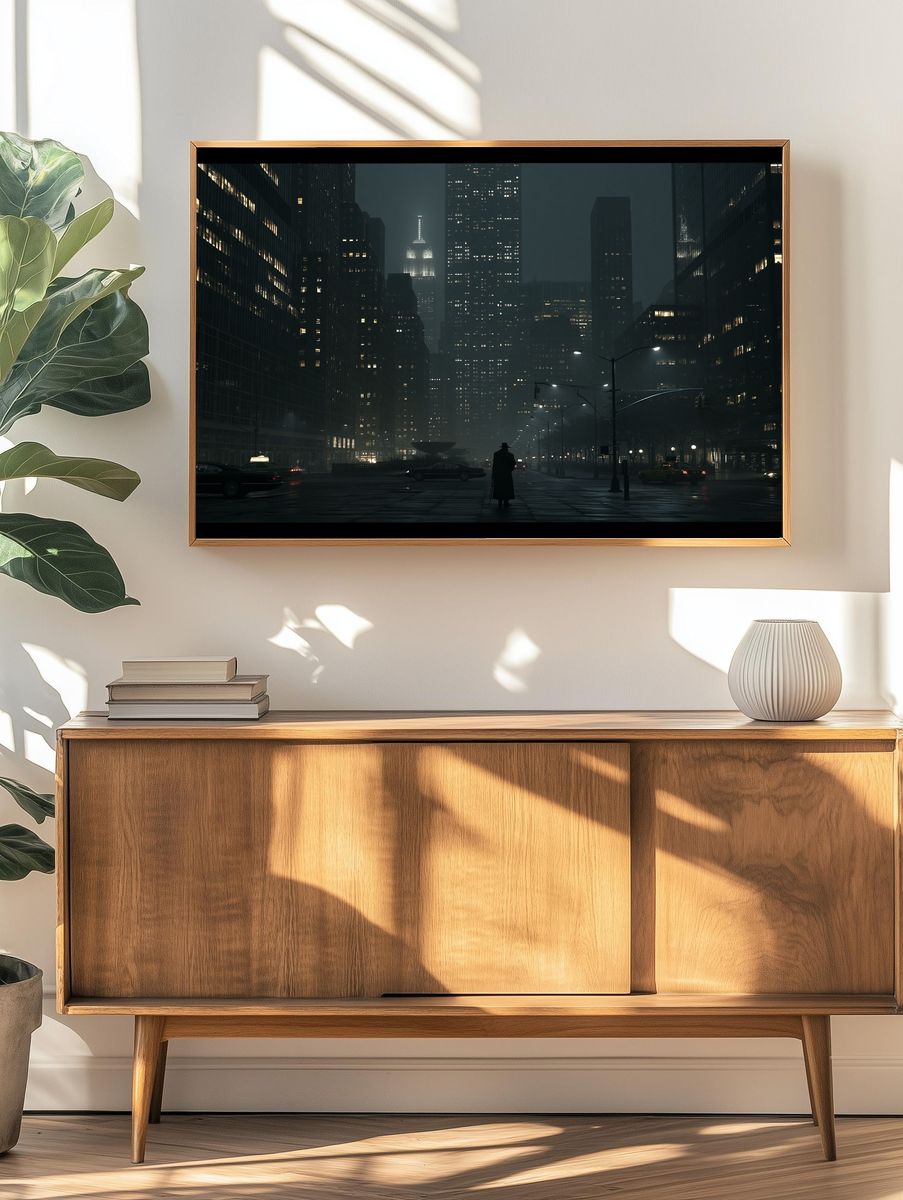 Noir City Skyline Photography Poster. — room view 3