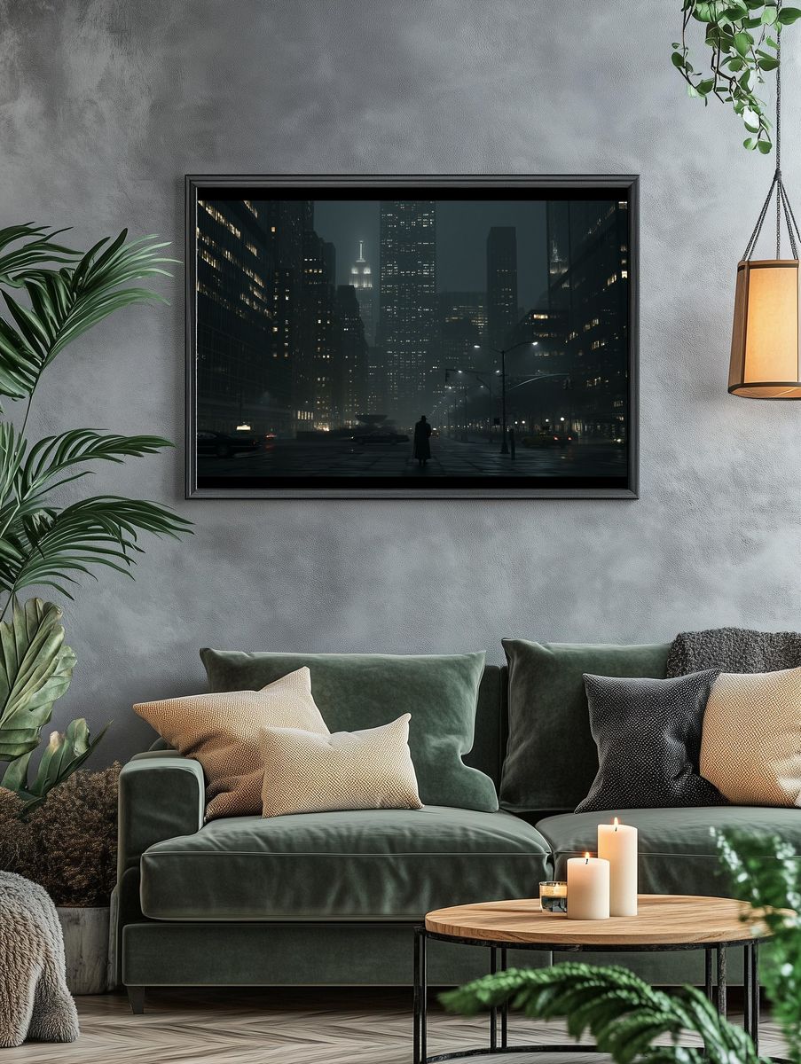 Noir City Skyline Photography Poster. — room view 4
