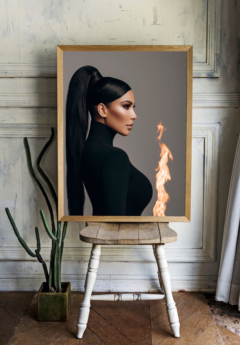 Flame Profile Portrait Print. room preview