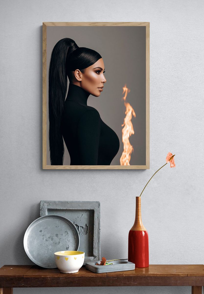 Flame Profile Portrait Print. — room view 3