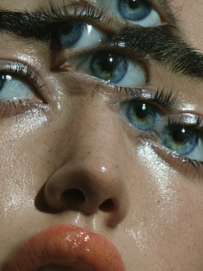 Glossy Blue Eyes Portrait Poster. poster