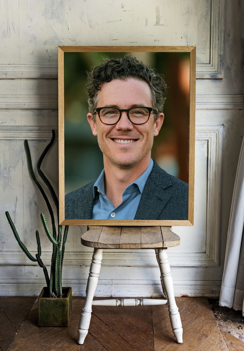 Smiling Man Portrait Photography Poster. room preview