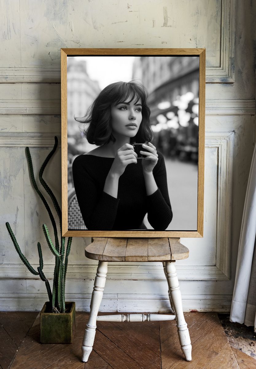 Paris Café Portrait Poster. room preview