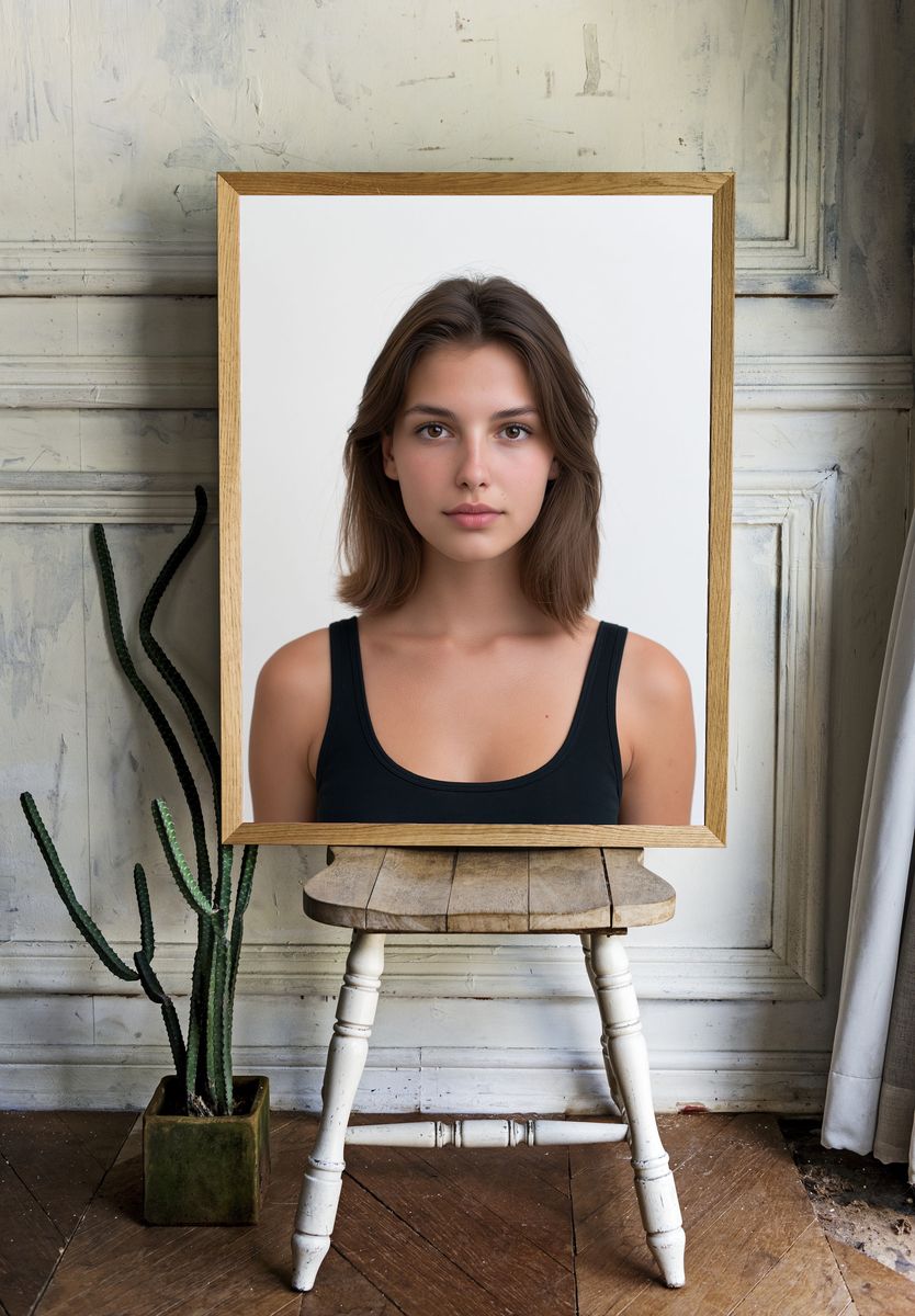 Minimalist Female Portrait Print. room preview