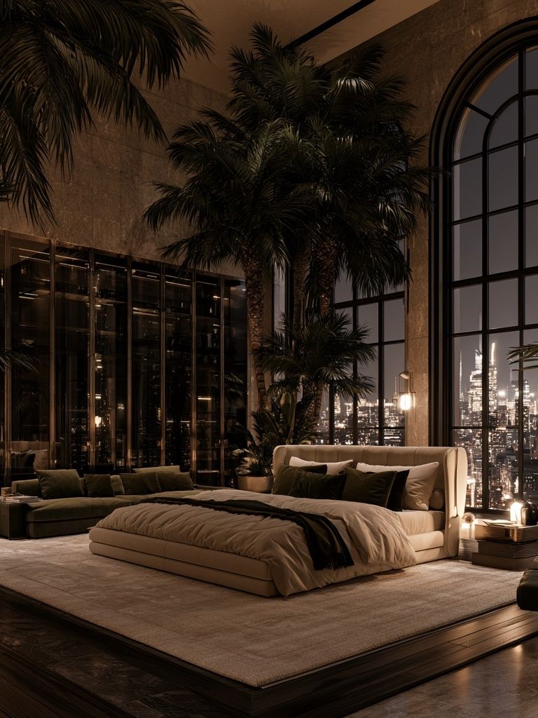 Luxury Penthouse Bedroom Photography Poster. poster detail