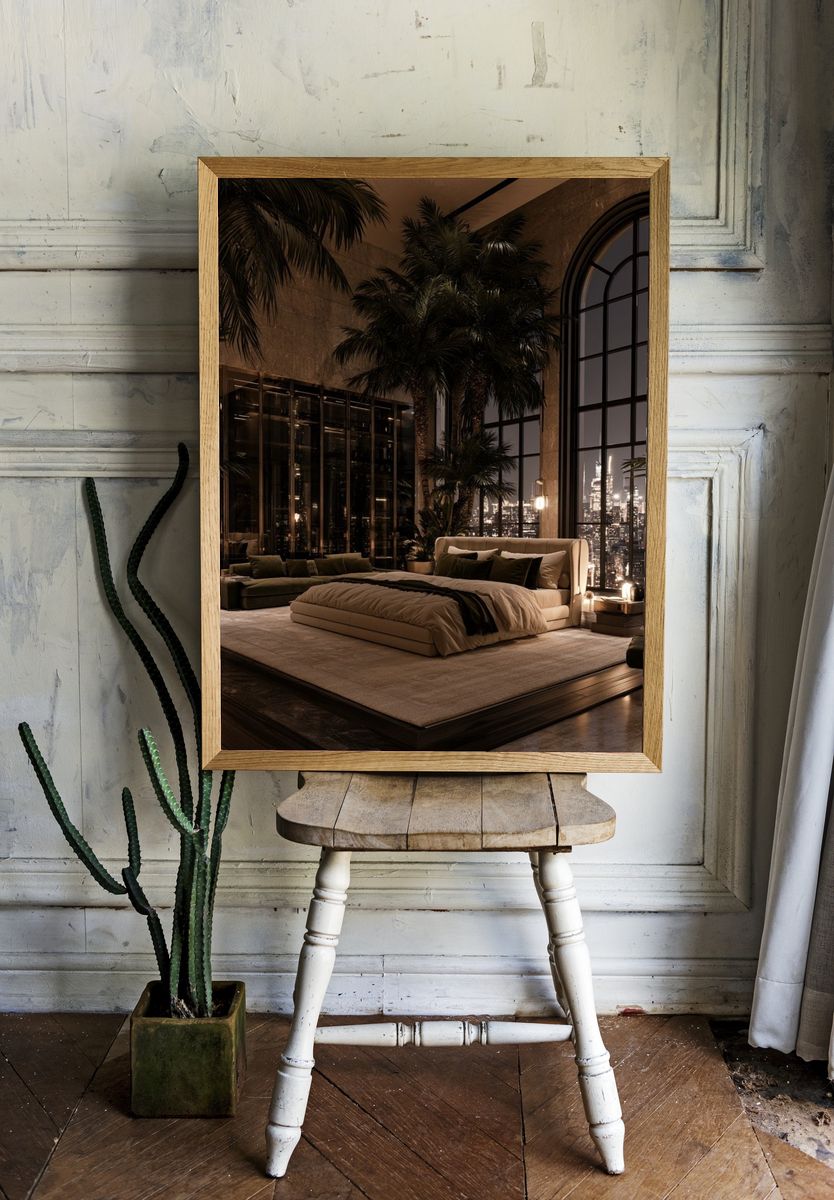 Luxury Penthouse Bedroom Photography Poster. room preview