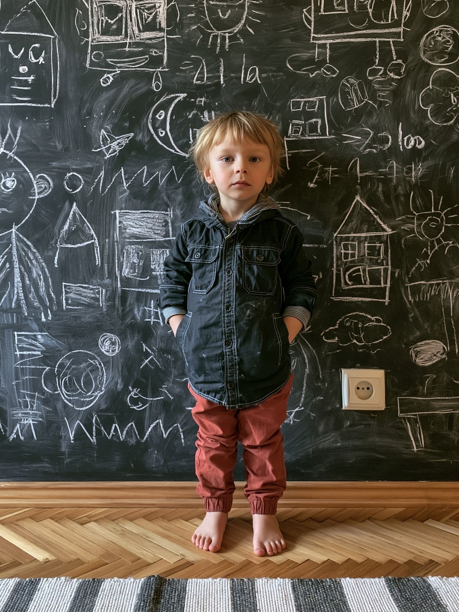 Child in Chalkboard Drawing Room Poster. poster — photography art