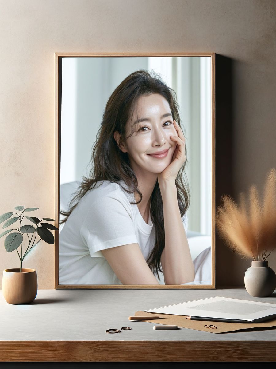 Smiling Woman Portrait Print. — room view 2