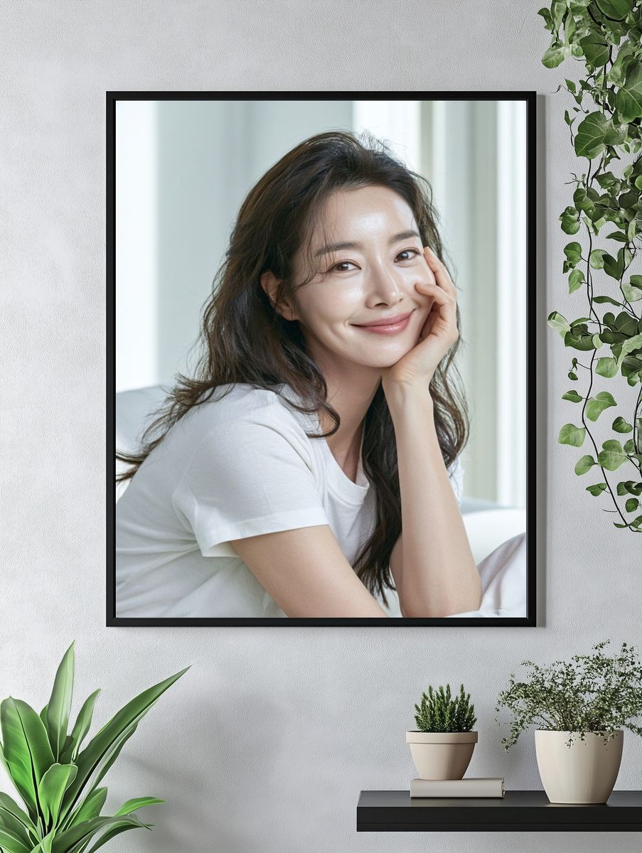 Smiling Woman Portrait Print. — room view 4
