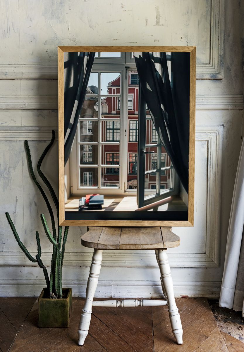 Window View of Colorful Buildings — Photography Print. — room view 1