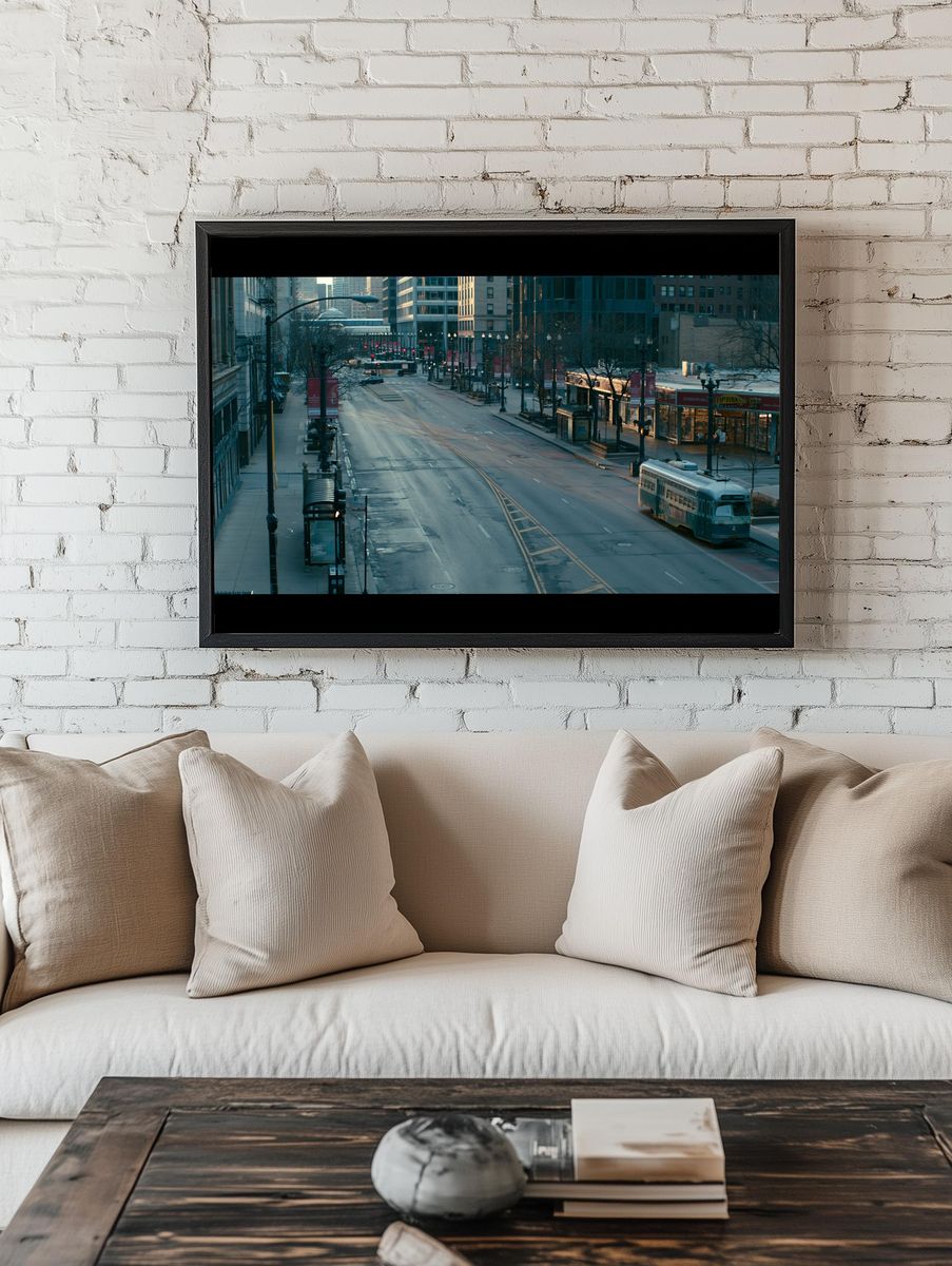 Empty City Street Photography Poster. — room view 1